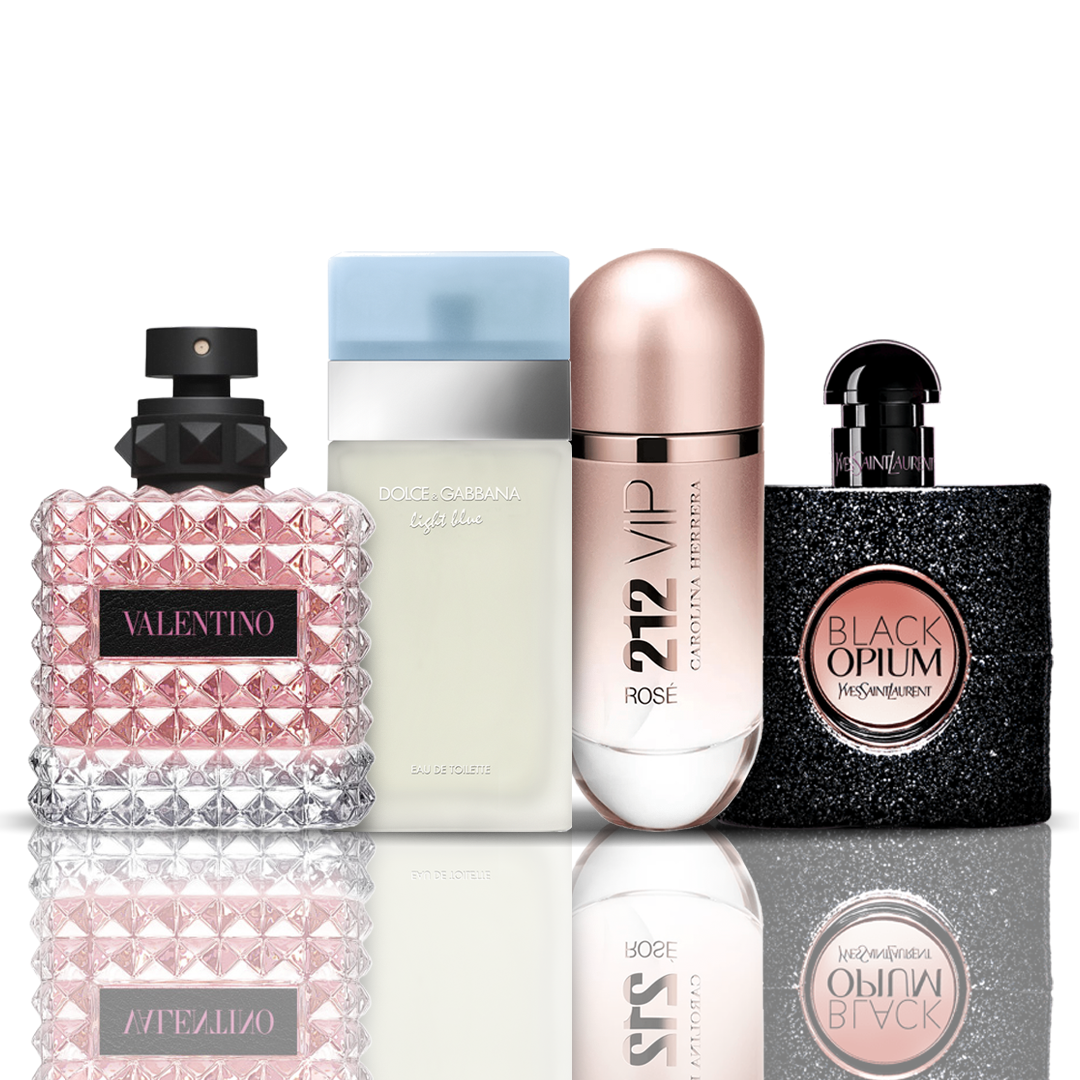 Komplet 4 dišav | Valentino + Light Blue + 212 VIP Rose + Black Opium 100 ml