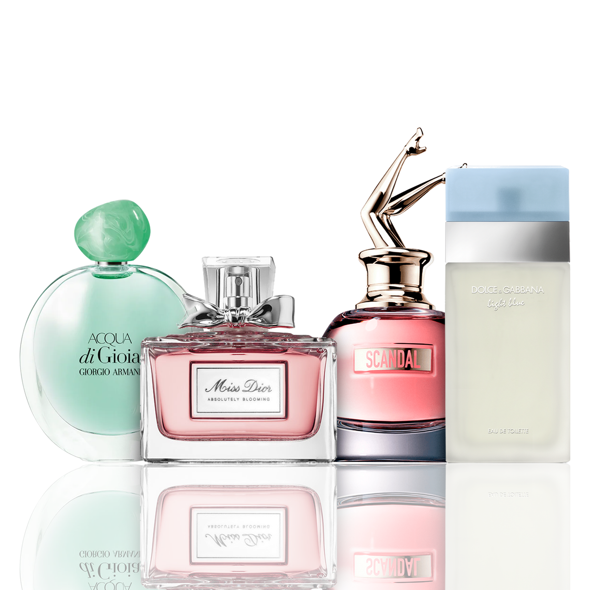 Komplet 4 dišav | Acqua di Gioia, Light Blue, Scandal, Miss Dior 100 ml