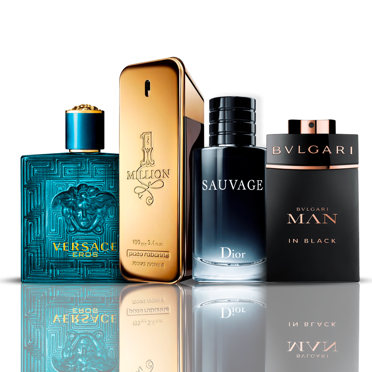 Komplet 4 dišav | Eros Versace + One Million Paco Rabanne + Bvlgari Man in Black + Sauvage Dior 100 ml