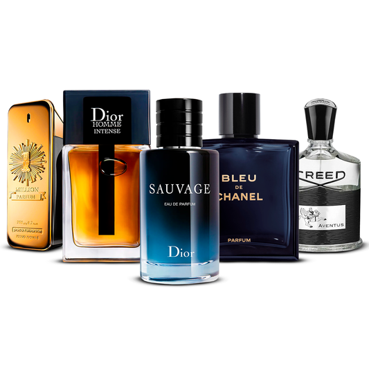 Komplet 5 dišav  –  1 Million, Dior Homme Intense, Sauvage, Bleu de Chanel in Creed Aventus  [po 100 ml]