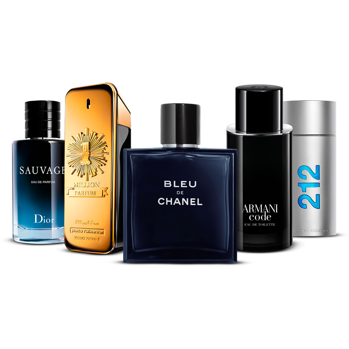 Komplet 5 dišav   – Sauvage, 1 Million, Bleu de Chanel, Armani Code in 212 Men  [po 100 ml]