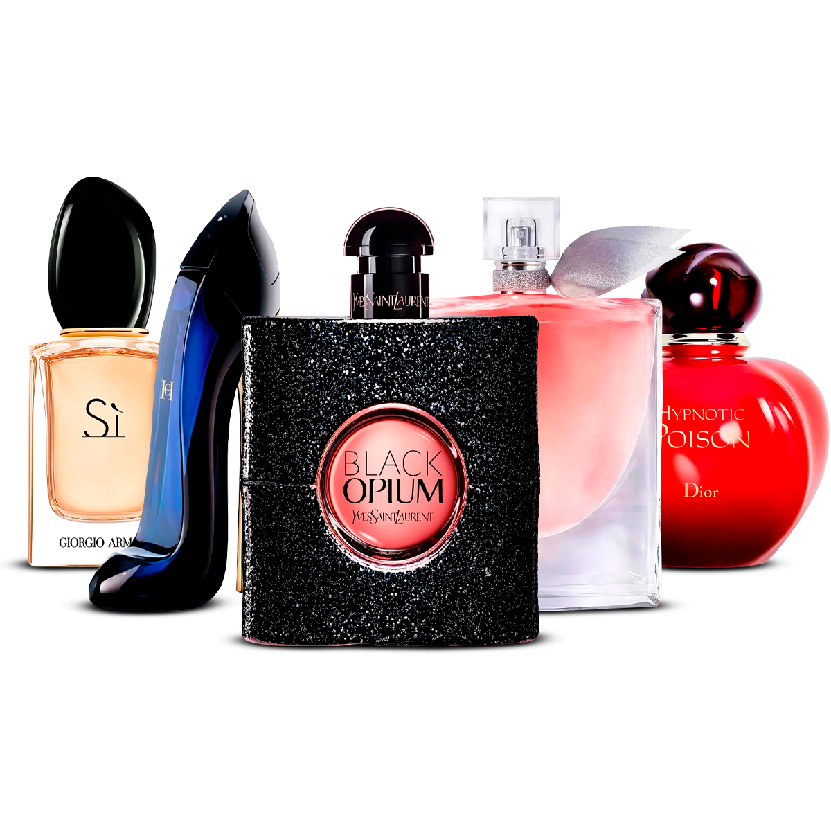 Komplet 5 dišav –  Sì, Good Girl, Black Opium, La Vie Est Belle in Hypnotic Poison  [po 100 ml]