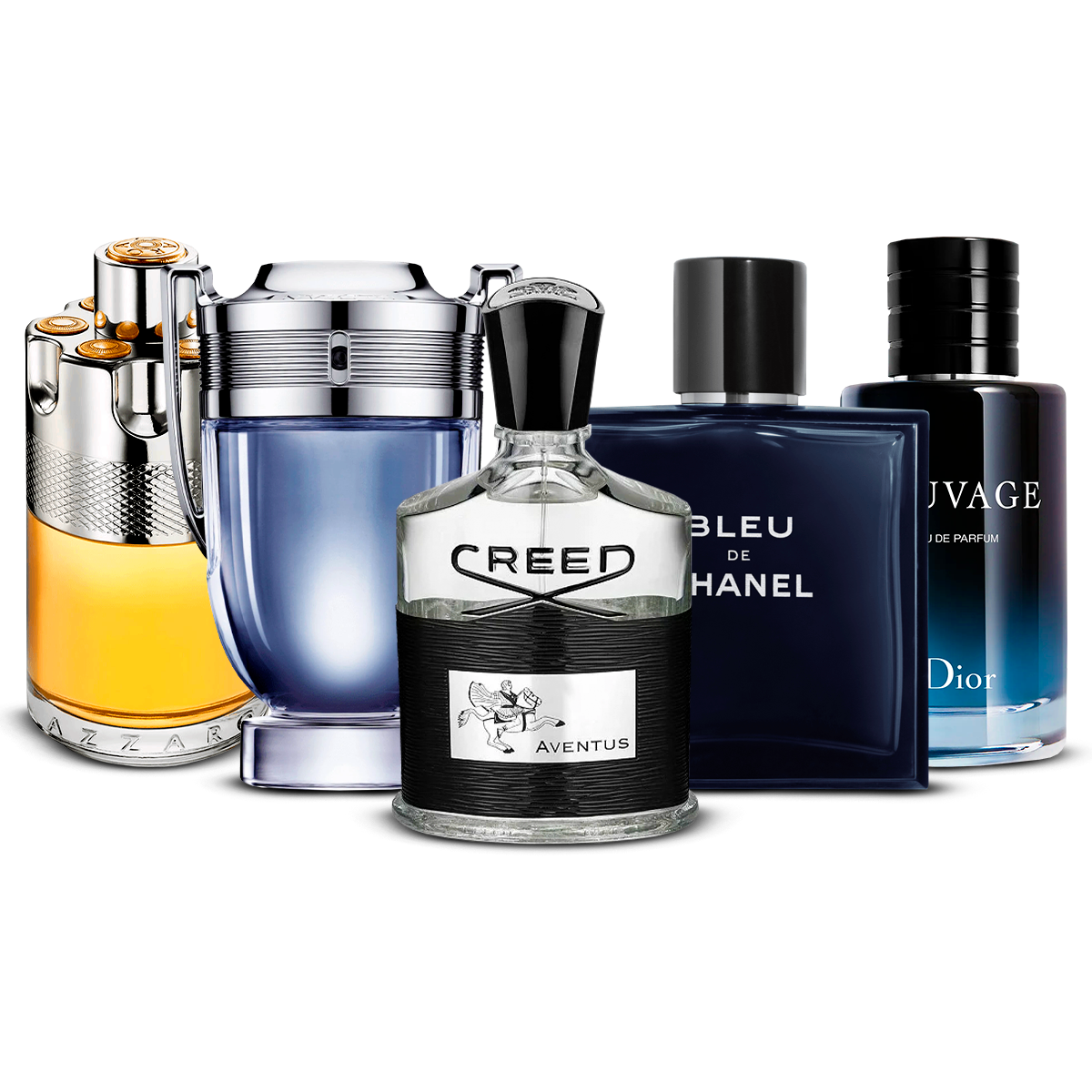 Komplet 5 dišav  – Azzaro Wanted, Invictus, Creed Aventus, Bleu de Chanel in Sauvage  [po 100 ml]