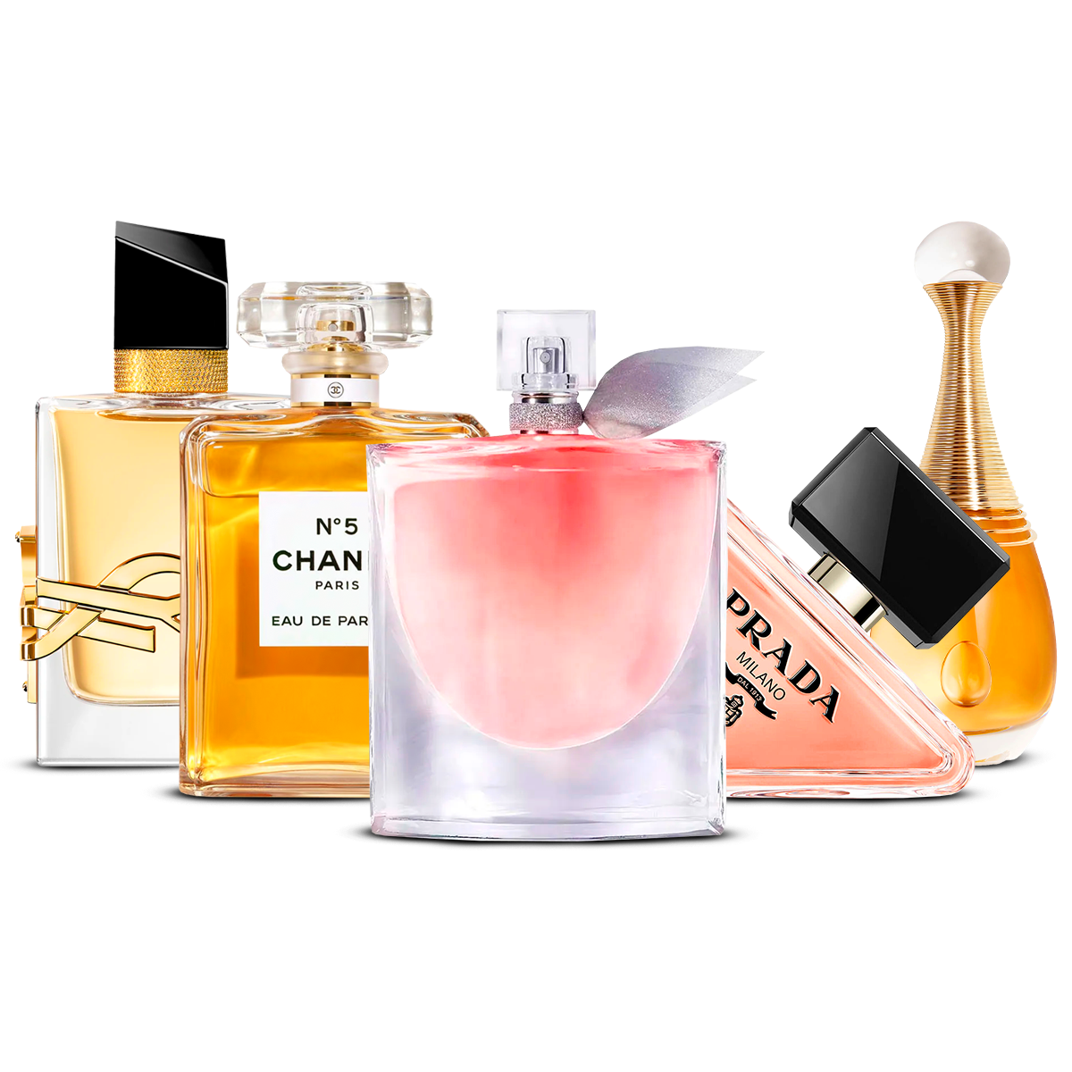 Komplet 5 dišav – Yves Saint Laurent Libre, Chanel Nº5, La Vie Est Belle, Prada Paradoxe in J'adore  [po 100 ml]