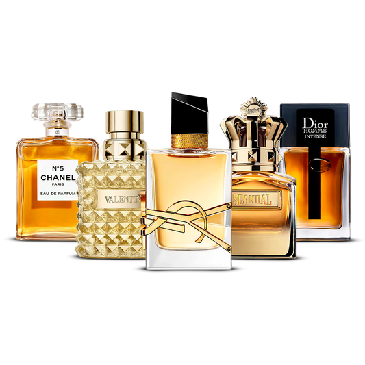 Komplet 5 dišav  – Chanel Nº5, Valentino Uomo, Yves Saint Laurent Libre, Scandal Pour Homme in Dior Homme Intense  [po 100 ml]