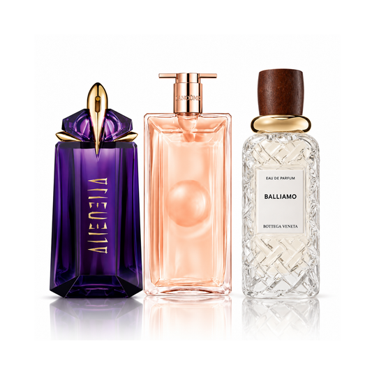 Komplet 3 dišav | Alien Mugler Eau de Parfum – 90 ml | Idôle Lancôme Eau de Parfum – 100 ml | Balliamo Bottega Veneta Eau de Parfum – 100 ml