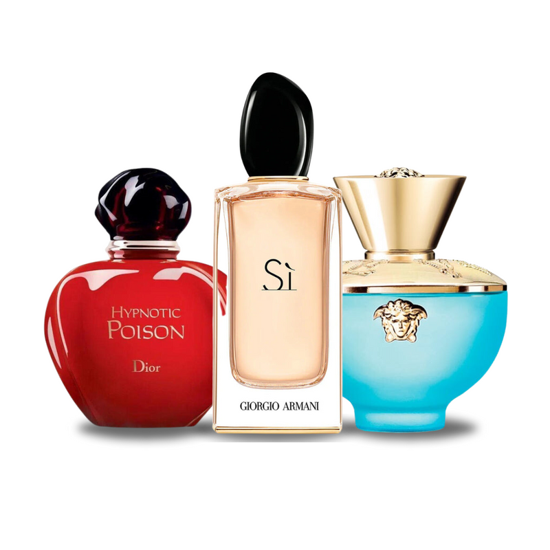 Komplet 3 dišav | Dior HYPNOTIC POISON, Giorgio Armani SÌ, Versace DYLAN TURQUOISE 100 ml