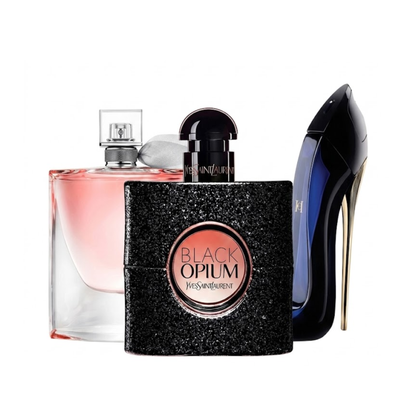 Komplet 3 dišav | YSL Black Opium, Carolina Herrera Good Girl, Lancôme La Vie Est Belle 100 ml
