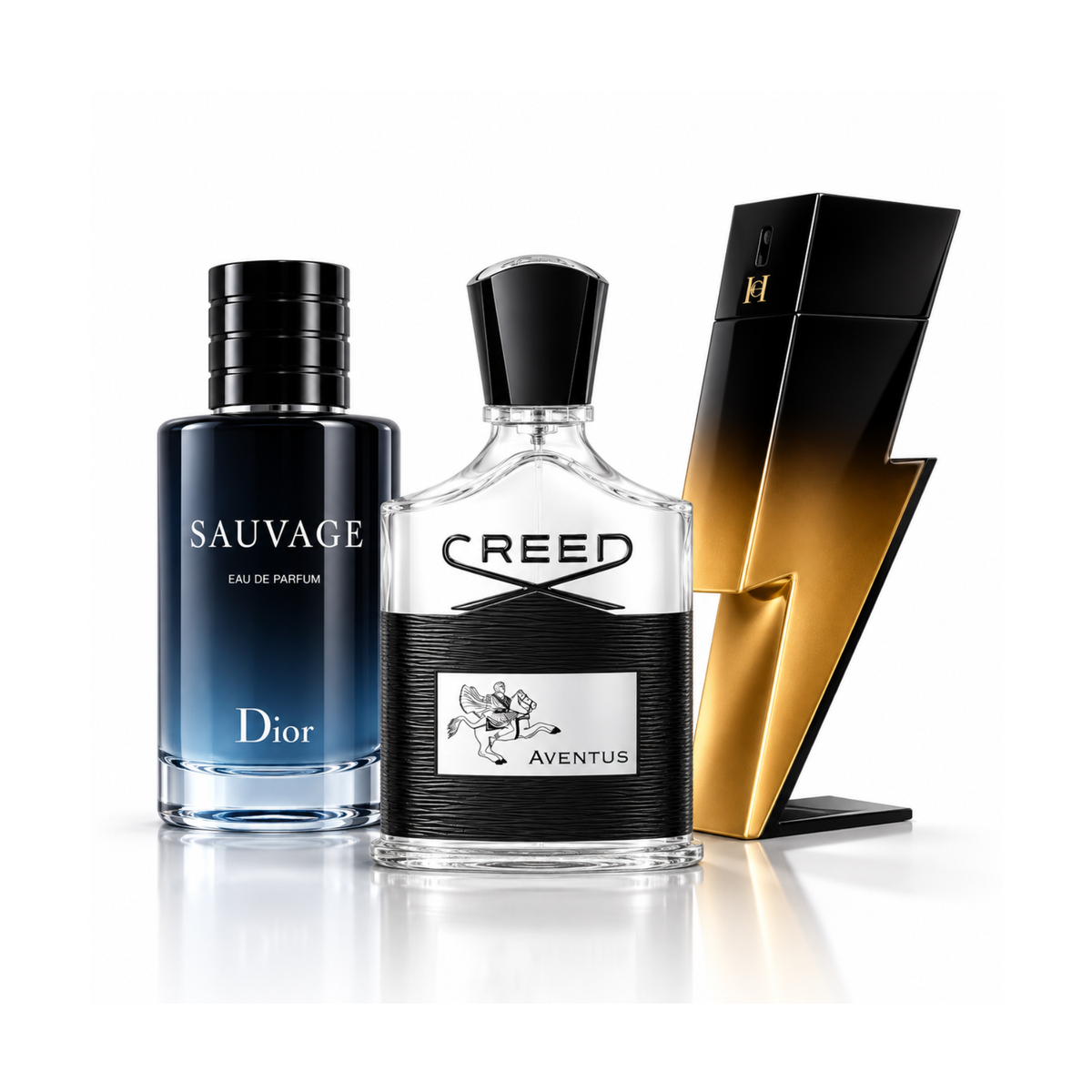 Komplet 3 dišav | Sauvage Dior Eau de Parfum – 100 ml | Aventus Creed Eau de Parfum – 100 ml | Bad Boy Extreme Carolina Herrera Eau de Parfum – 100 ml