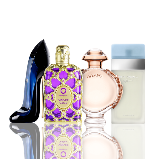 Komplet 4 dišav | Light Blue + Orientica Velvet Gold + Good Girl + Olympea 100 ml