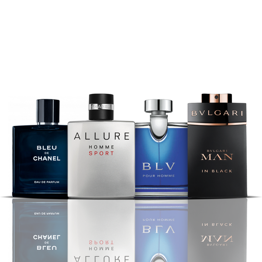 Komplet 4 dišav | Bleu de Chanel + Allure Sport + BLV + Bvlgari Man in Black 100 ml