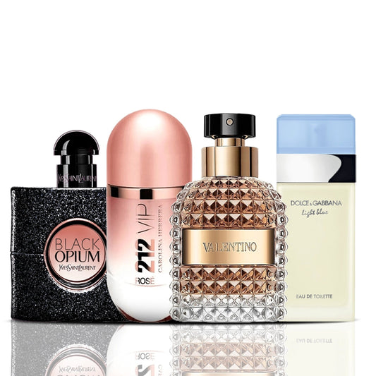 Komplet 4 dišav | Black Opium + 212 VIP Rose + Valentino + Dolce & Gabbana Light Blue 100 ml
